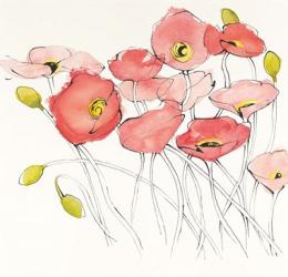Black Line Poppies I Watercolor | Obraz na stenu