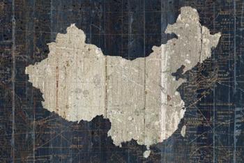 Old World Map Blue China | Obraz na stenu
