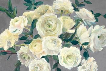 Roses in Cobalt Vase Steel Gray Crop | Obraz na stenu