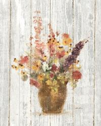 Wild Flowers in Vase I on Barn Board | Obraz na stenu
