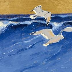 Seagulls with Gold Sky III | Obraz na stenu
