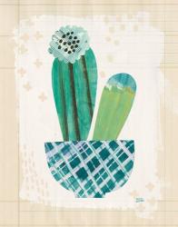 Collage Cactus II on Graph Paper Teal | Obraz na stenu