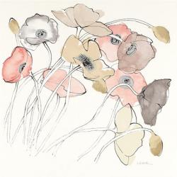 Black Line Poppies II Watercolor Neutral | Obraz na stenu