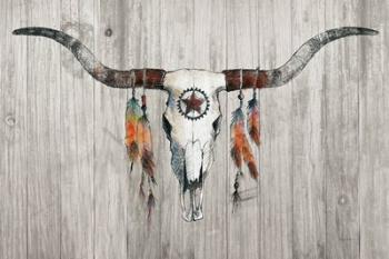 Longhorn on Wood | Obraz na stenu