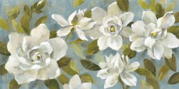 Gardenias on Slate Blue | Obraz na stenu