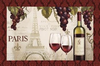 Wine in Paris I Damask Border | Obraz na stenu