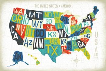 Letterpress USA Map | Obraz na stenu
