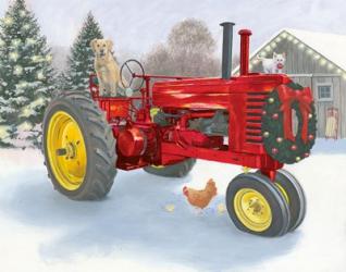 Christmas in the Heartland III Red Tractor | Obraz na stenu