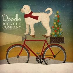 White Doodle on Bike Christmas | Obraz na stenu