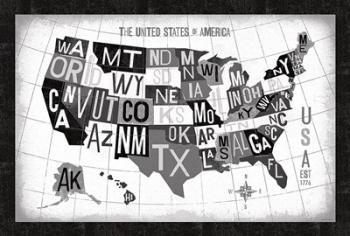 Letterpress USA Map Dark | Obraz na stenu