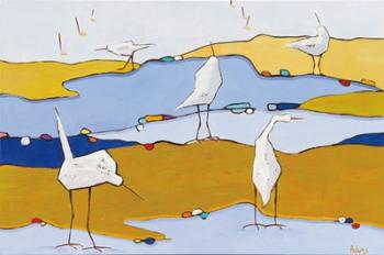 Marsh Egrets VI Dark Sand | Obraz na stenu