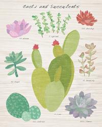 Succulent and Cacti Chart III on Wood | Obraz na stenu