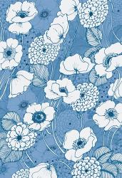 Pen and Ink Flowers on Blue | Obraz na stenu