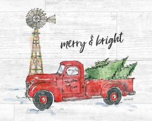 Country Christmas IV Merry and Bright Shiplap Crop | Obraz na stenu