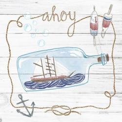 Ship in a Bottle Ahoy Shiplap | Obraz na stenu