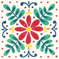 Floral Fiesta White Tile VI | Obraz na stenu