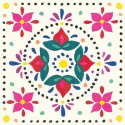 Floral Fiesta White Tile VIII | Obraz na stenu