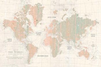 Old World Map Blush and Mint | Obraz na stenu