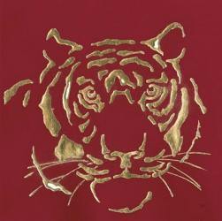 Gilded Tiger on Red | Obraz na stenu