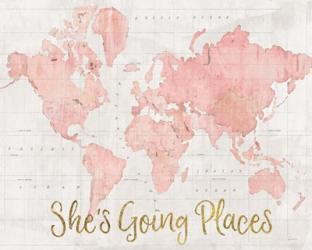 Across the World Shes Going Places Pink | Obraz na stenu