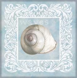 Sandy Shells Blue on Blue Snail | Obraz na stenu