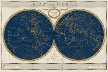 Torkingtons World Map Indigo Globes | Obraz na stenu