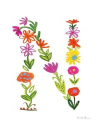 Floral Alphabet Letter XIV | Obraz na stenu
