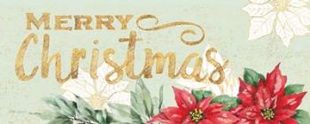 Watercolor Poinsettia Merry Christmas | Obraz na stenu
