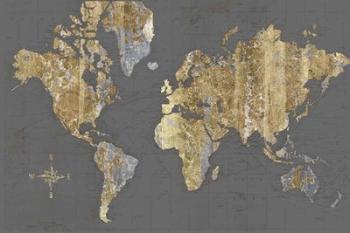 Gilded Map Gray - No Border | Obraz na stenu