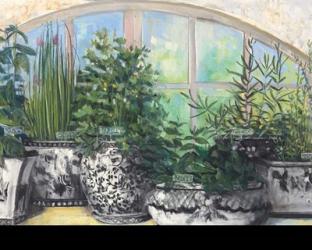 Windowsill Herbs BW Vases Crop | Obraz na stenu