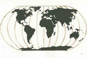 World Map Gold Lines | Obraz na stenu