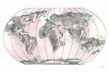 World Map Blush v2 | Obraz na stenu