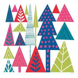 Geometric Holiday Trees II Bright | Obraz na stenu