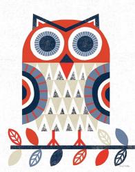 Folk Lodge Owl Red Navy | Obraz na stenu