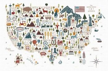Illustrated USA Warm | Obraz na stenu