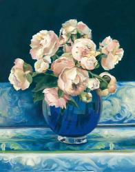 Peonies in Cobalt Vase No Fruit | Obraz na stenu