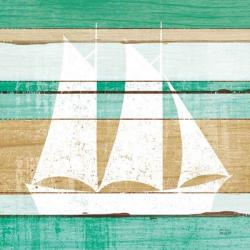 Beachscape V Boat Green | Obraz na stenu