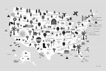 Fun USA Map BW | Obraz na stenu