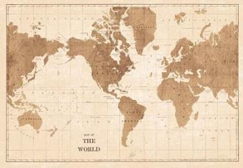 World Map Sepia No Words | Obraz na stenu