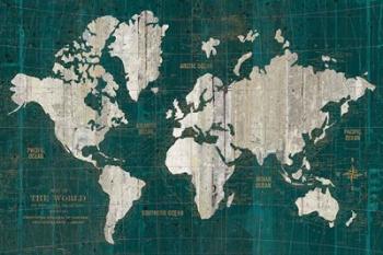Old World Map Teal | Obraz na stenu