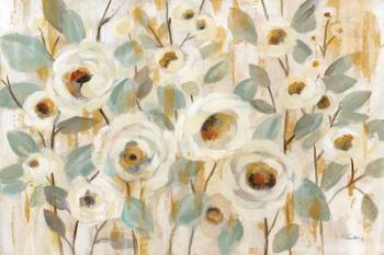 White Gold and Sage Floral | Obraz na stenu