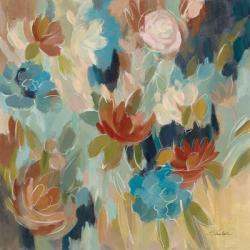Blue and Sienna Floral | Obraz na stenu