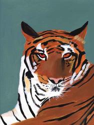 Colorful Tiger on Teal | Obraz na stenu