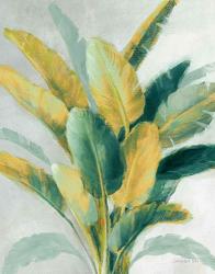 Greenhouse Palm II Teal Green and Gold Crop | Obraz na stenu