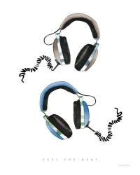 Headphones Love Blue Gray | Obraz na stenu