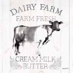 Dairy Farm Wood Black Cow Sq | Obraz na stenu