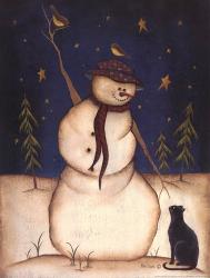 Snowmen with Black Cat | Obraz na stenu