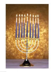 Close-up of lit candles on a menorah | Obraz na stenu