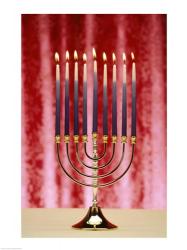 Close-up of lit candles on a menorah | Obraz na stenu