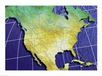 Close-up of a map of North America | Obraz na stenu